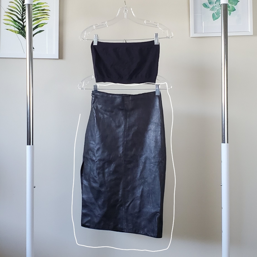 Leather pencil skirt